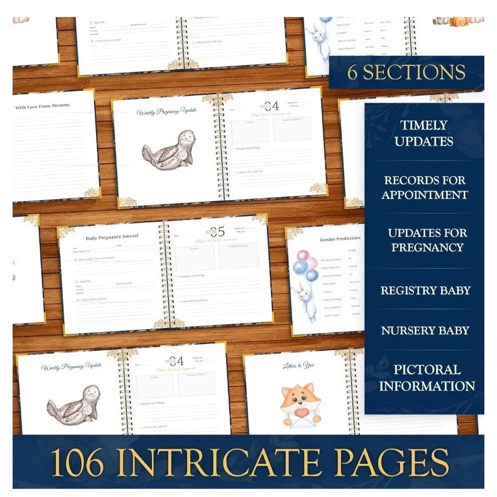 Pregnancy Journal with Beautiful‎ Gold Pen